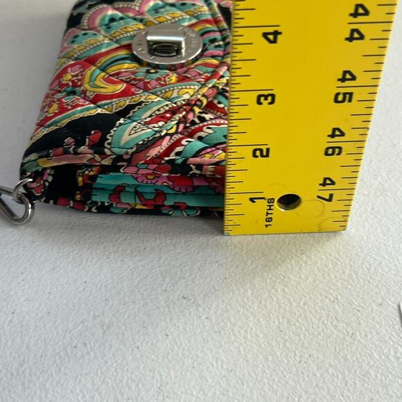 Vera Bradley Wallet Wristlet 6.5" Twist lock Multicolor Quilted Geometric Floral - Picture 9 of 11